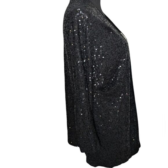 Jones New York Black Sequin open Cardigan Evening Jacket Size M - Picture 4 of 7